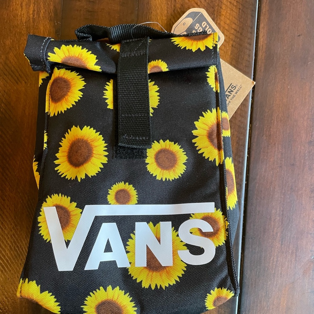 Vans Black and Yellow Sunflower insulated new with tag roll top lunch box